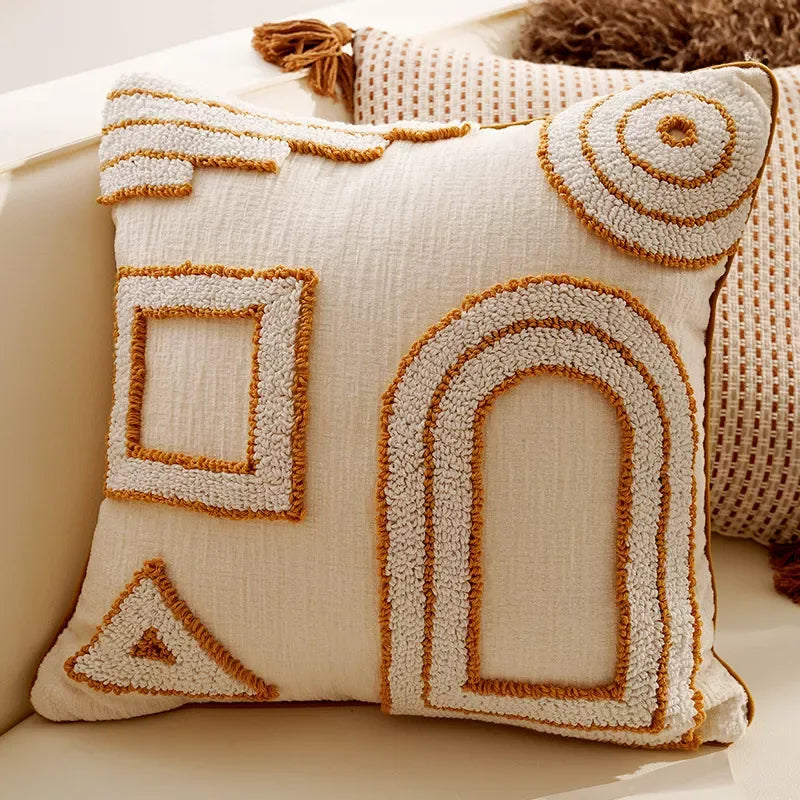 Cream Tassel Throw Pillow Cover 12×20/18×18 Inch – Boho Decorative Cushion - DSARD