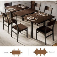 7-Piece Dining Set with Extendable 63″ Table and 6 Modern Chairs - DSARD - DSARD