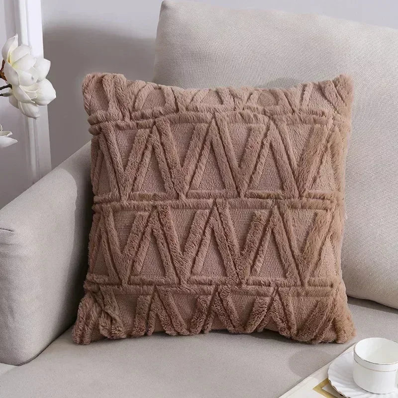 2-Piece Solid Color Plush Pillowcase Set with 3D Wave Pattern – 45x45cm
