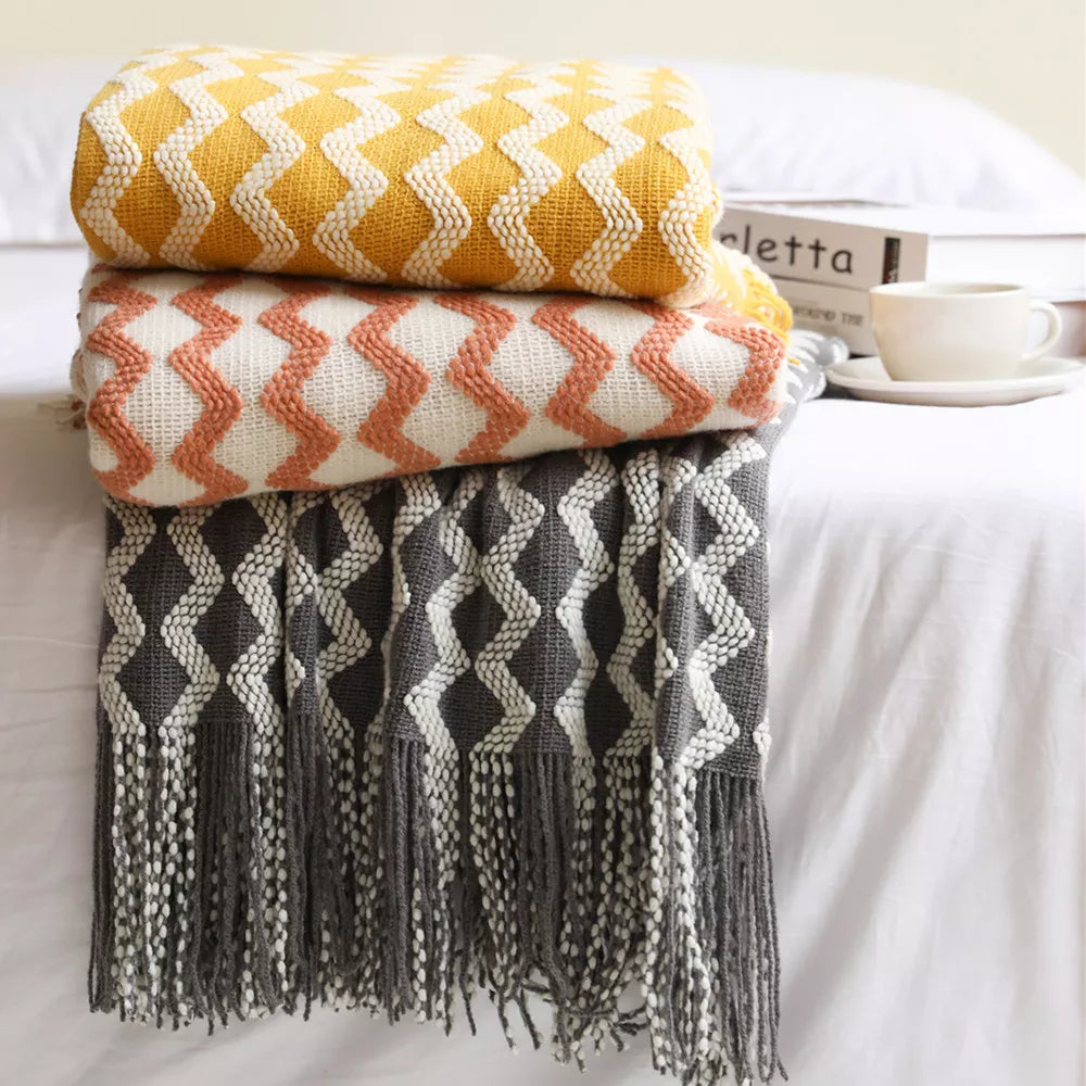 Luxury Knit Geometric Throw Blanket
