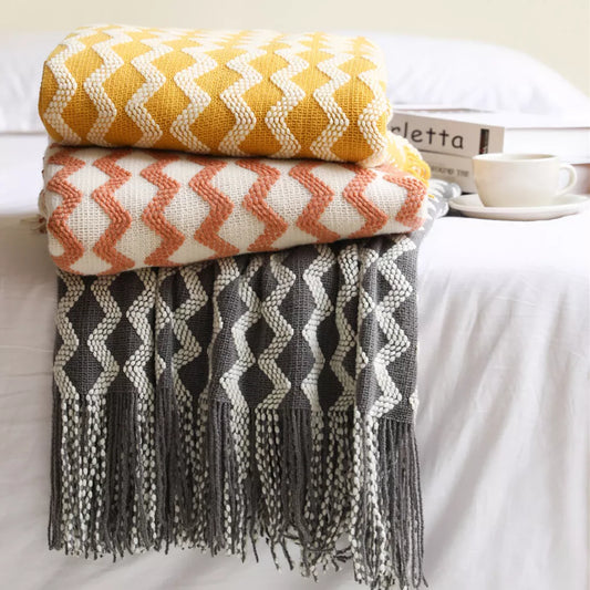 Luxury Knit Geometric Throw Blanket