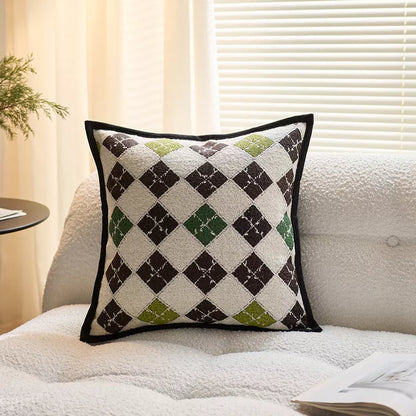 Luxury Plaid Knit Throw Pillow Cover – 18x18in Decorative Cushion Case