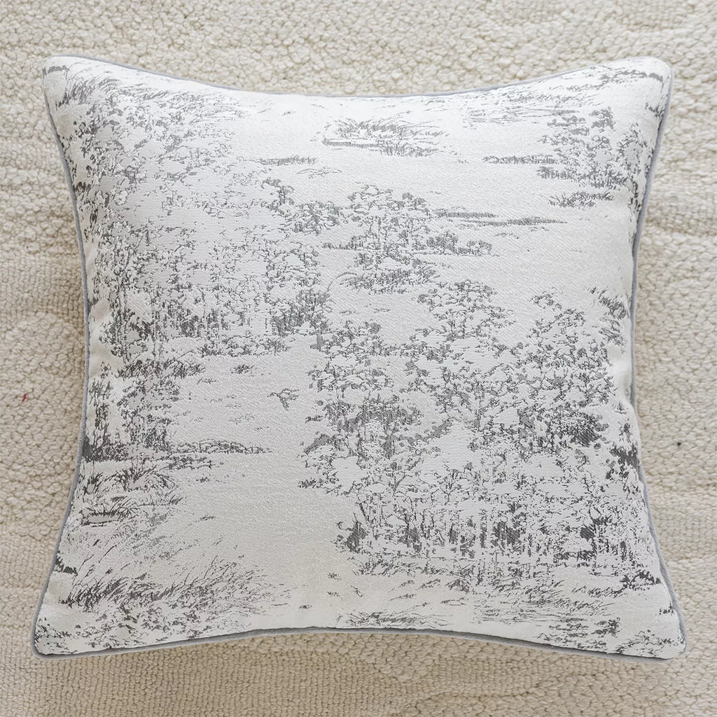 Modern Grey 18×18″ Throw Pillow Cover – Simple Stamped Decorative Cushion