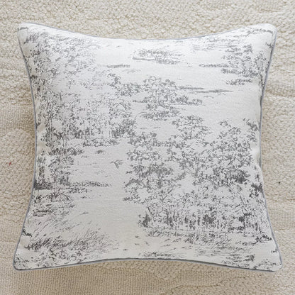 Modern Grey 18×18″ Throw Pillow Cover – Simple Stamped Decorative Cushion