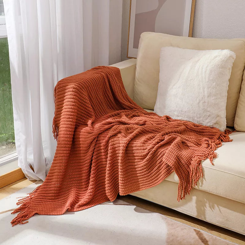 Nordic Knitted Throw Blanket for Sofa, Bed & Travel Comfort