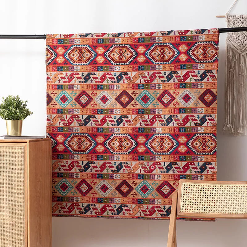 Boho Jacquard Fabric Cloth – Ethnic Style Curtain, Tablecloth & Sofa Cover (59x39in)