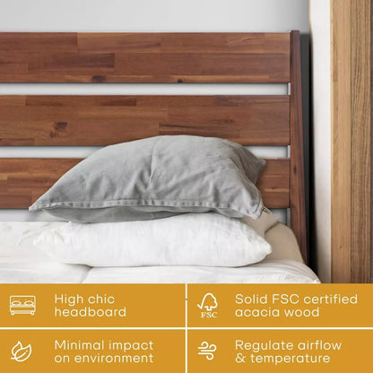 Solid Wood Platform Bed Frame with High Headboard – Scandinavian Style - DSARD