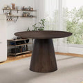 47″ Round Wooden Dining Table for 4, Solid Wood Pedestal Table – Brown - DSARD - DSARD