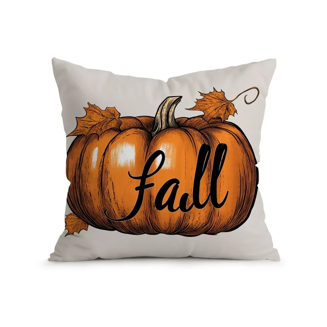 Cozy Autumn Pumpkin Throw Pillow Cover – 18x18in Fall Decor Cushion Case - DSARD