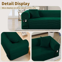 Modular 3-Seater Velvet Sectional Sofa in Green Corduroy for Living Spaces - DSARD