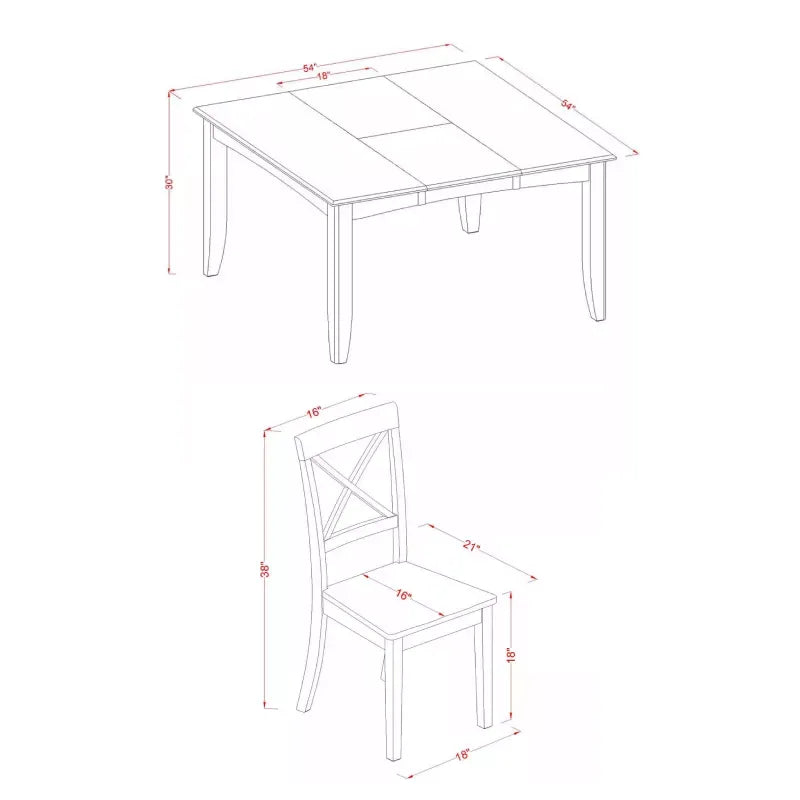 9-Piece Modern Dining Table Set with Butterfly Leaf and 8 Wooden Dining Chairs - DSARD - DSARD