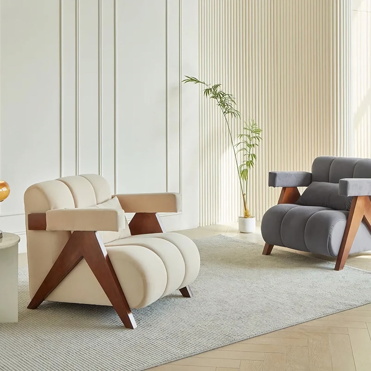 Wabi-sabi Style Sherpa Designer Sofa Chair - DSARD