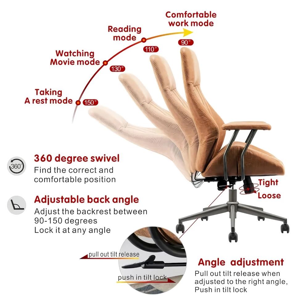 Modern High Back Office Chair with Lumbar Support - DSARD