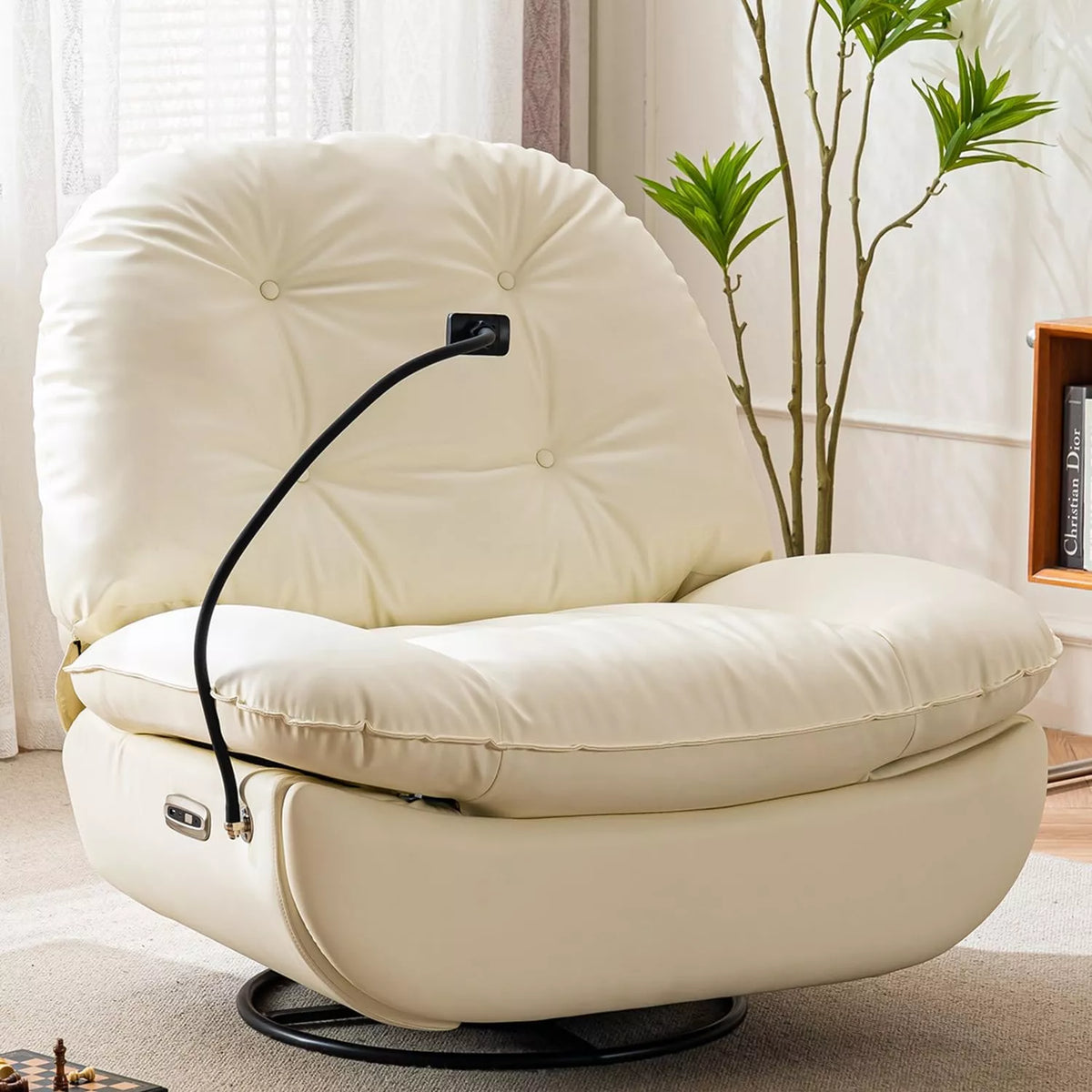 270° Swivel Power Recliner with Voice Control, USB, and Cell Phone Holder - DSARD