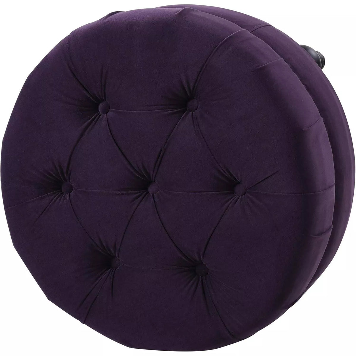 Lux Tufted Round Ottoman with Nailhead Trim, Purple Velvet, 25-Inch - DSARD