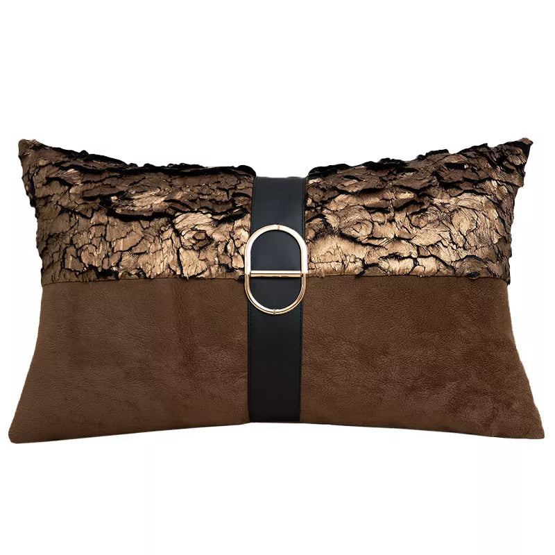 Luxury Autumn Gold Brown Cushion Cover 18x18in Suede Pillow Case