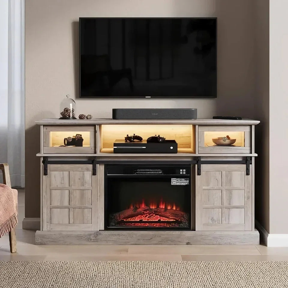 Fireplace TV Stand with RGB Lighting and Electric Fireplace Insert - DSARD - DSARD