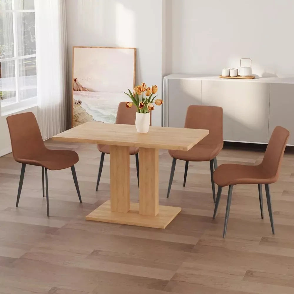 Modern 5-Piece Dining Table Set with PU Leather Chairs - DSARD