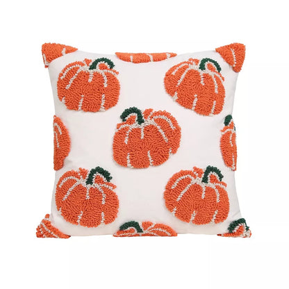 Geometric Tufted Pumpkin Throw Pillow Cover 18x18in – Autumn Harvest Accent Cushion
