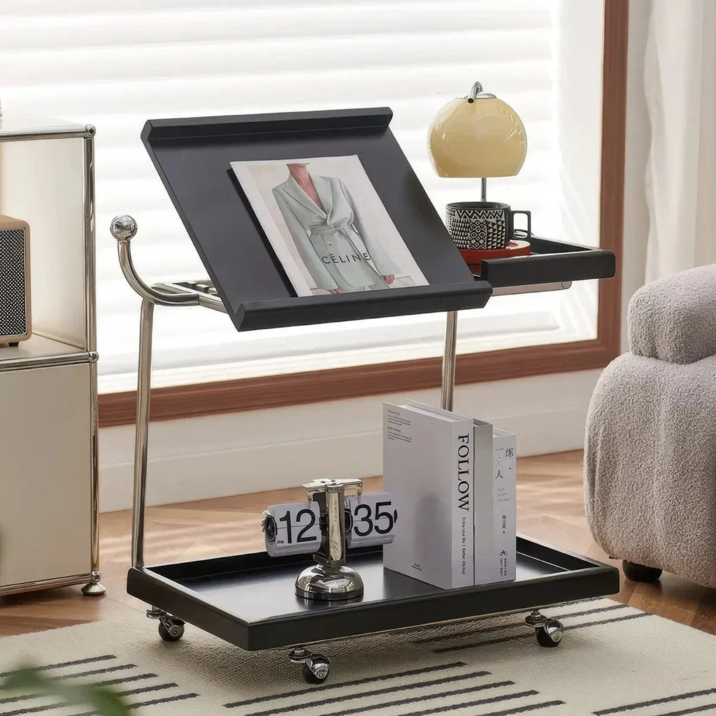 Nordic Mobile Cart Solid Wood Storage Table – Rolling Side Table