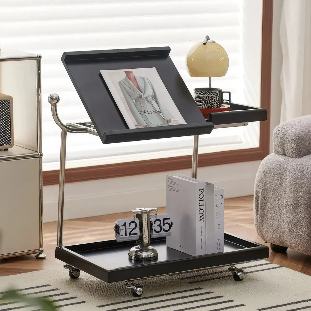 Nordic Mobile Cart Solid Wood Storage Table – Rolling Side Table