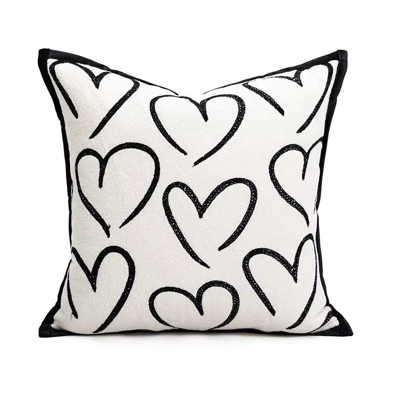 Bohemian Black & White Jacquard Pillow Cover - DSARD