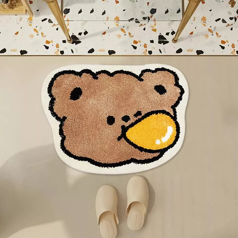 Kawaii Bear Rug – Soft Faux Cashmere Area Rug for Kids & Living Spaces