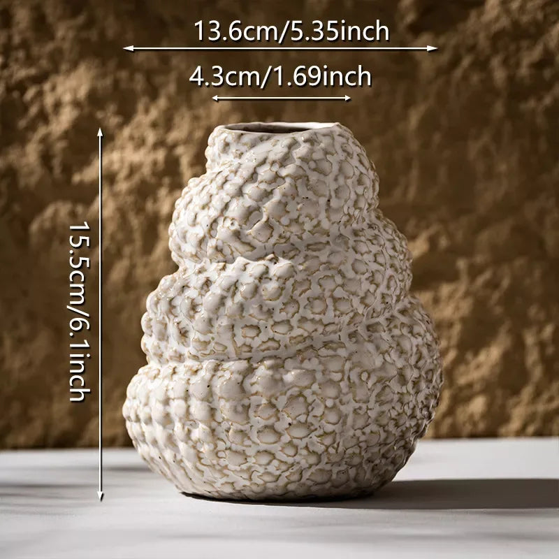 Ceramic Conch Vase Wabi Sabi Tabletop Decoration - DSARD