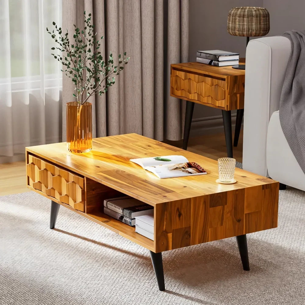 Stylish Wood Coffee Table – Modern Living Room Centerpiece