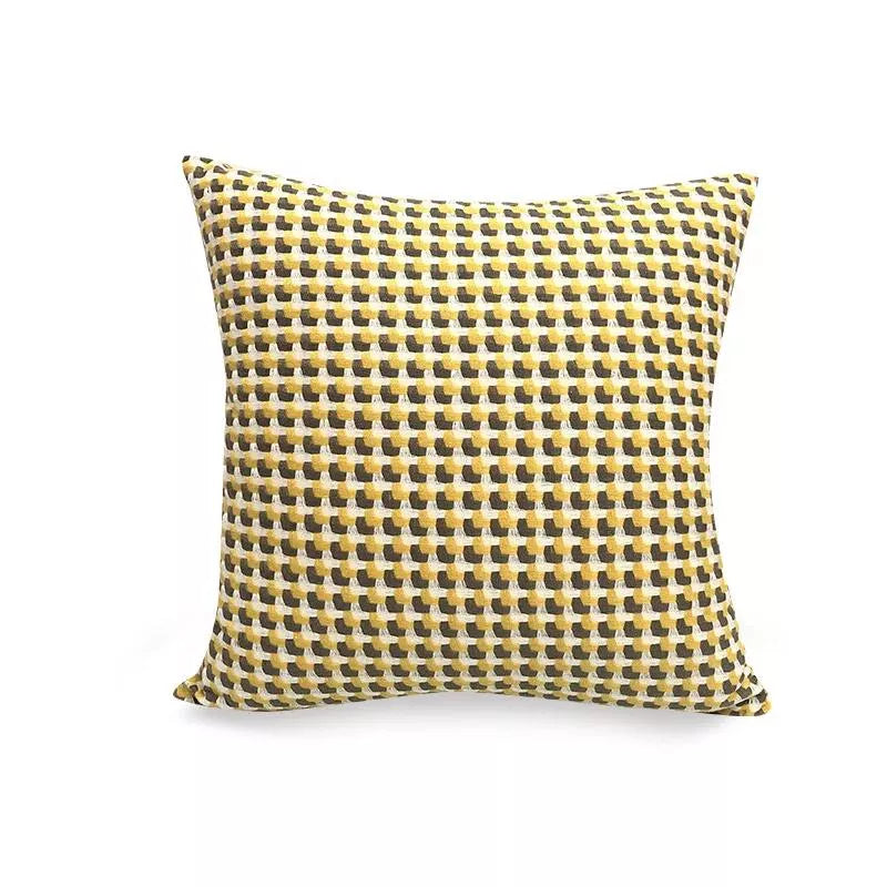 Woven Jacquard Grid Pillow Cover 18×18 Inch – Decorative Throw Cushion Case