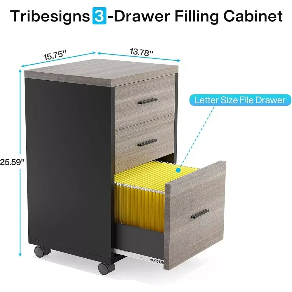 83-Inch L-Shaped Executive Office Desk with 3-Drawer File Cabinet - DSARD - DSARD