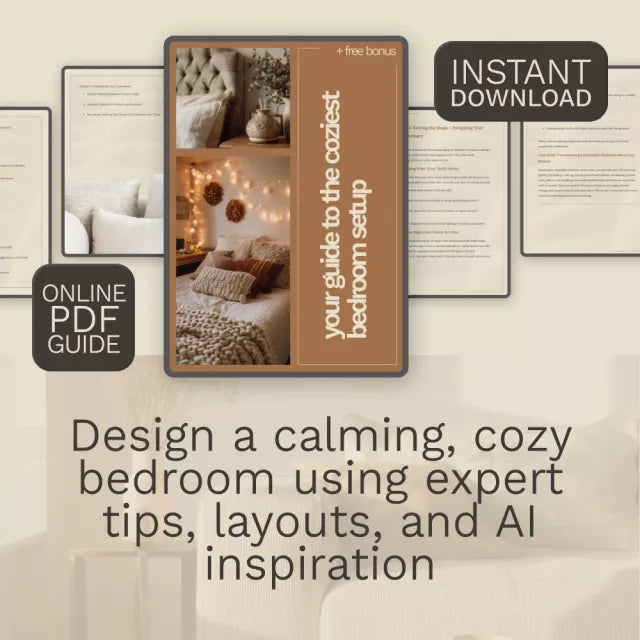 Your Guide to the Coziest Bedroom Setup – Cozy Bedroom Setup Guide, Digital Download eBook, AI-Assisted Bedroom Makeover Planner, Printable Home Decor Checklist, Bedroom Styling Guide for Calm & Comfort