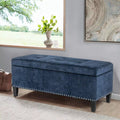 Tufted Linen Storage Ottoman Bench with Lift Top & Solid Wood Legs - DSARD