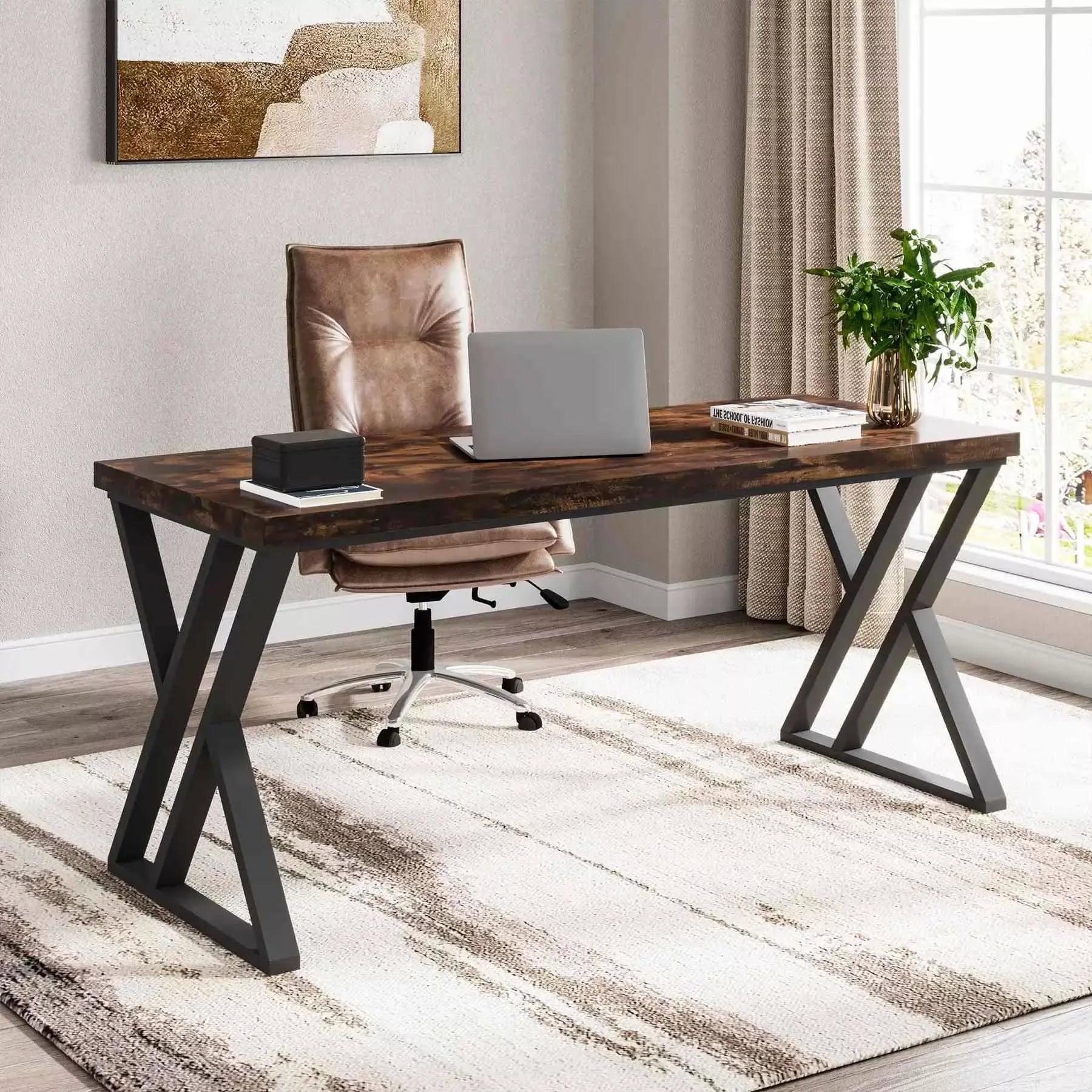 55 Inch Heavy Duty Writing Computer Desk with Z-Shaped Metal Legs - DSARD - DSARD