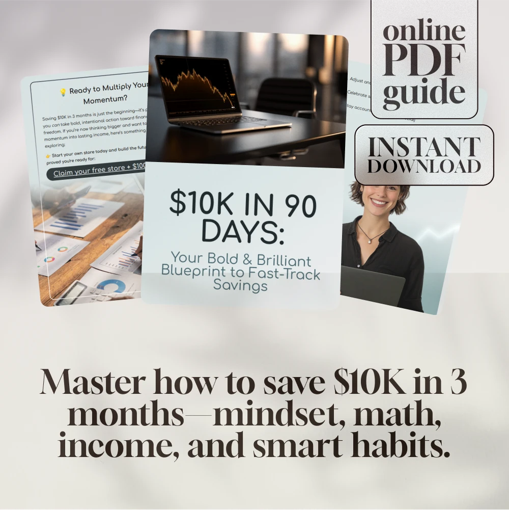 $10K in 90 Days: Your Bold & Brilliant Blueprint to Fast-Track Savings | How to Save $10K in 3 Months Guide | Digital Download eBook & Action Plan