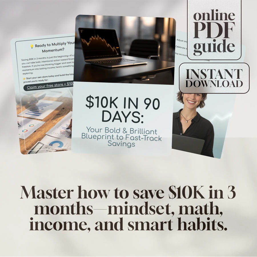 $10K in 90 Days: Your Bold & Brilliant Blueprint to Fast-Track Savings | How to Save $10K in 3 Months Guide | Digital Download eBook & Action Plan
