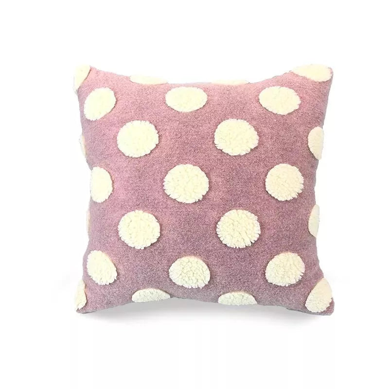 Plush Dot Geometric Throw Pillow Cover 18×18″ for Sofa & Home Decor