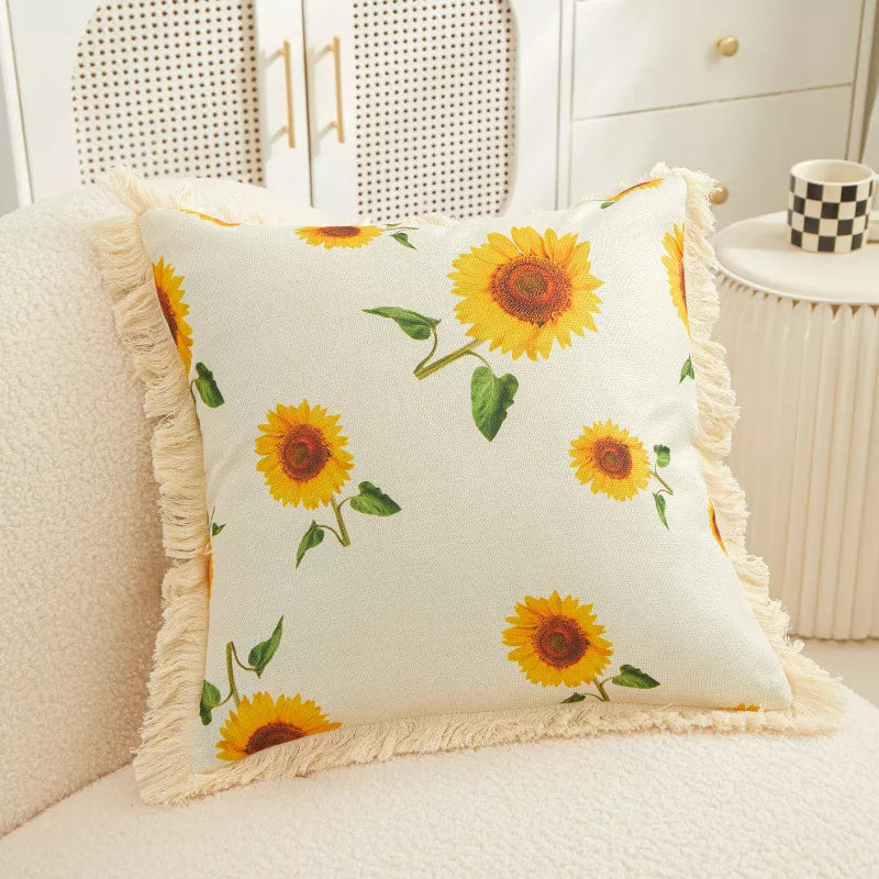 Nordic Sunflower Cotton Linen Pillowcase – Stylish Home Decor