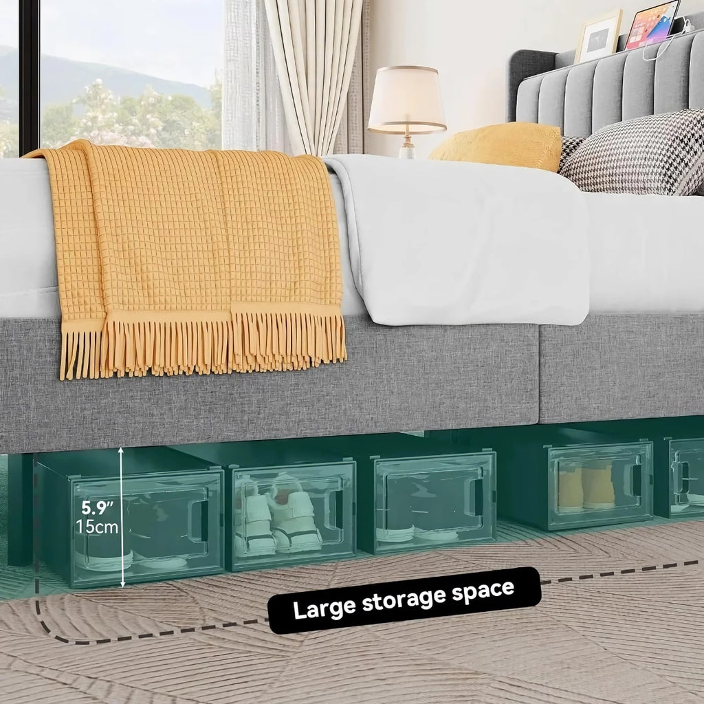 Queen LED Floating Bed Frame with USB & USB-C Charging Ports