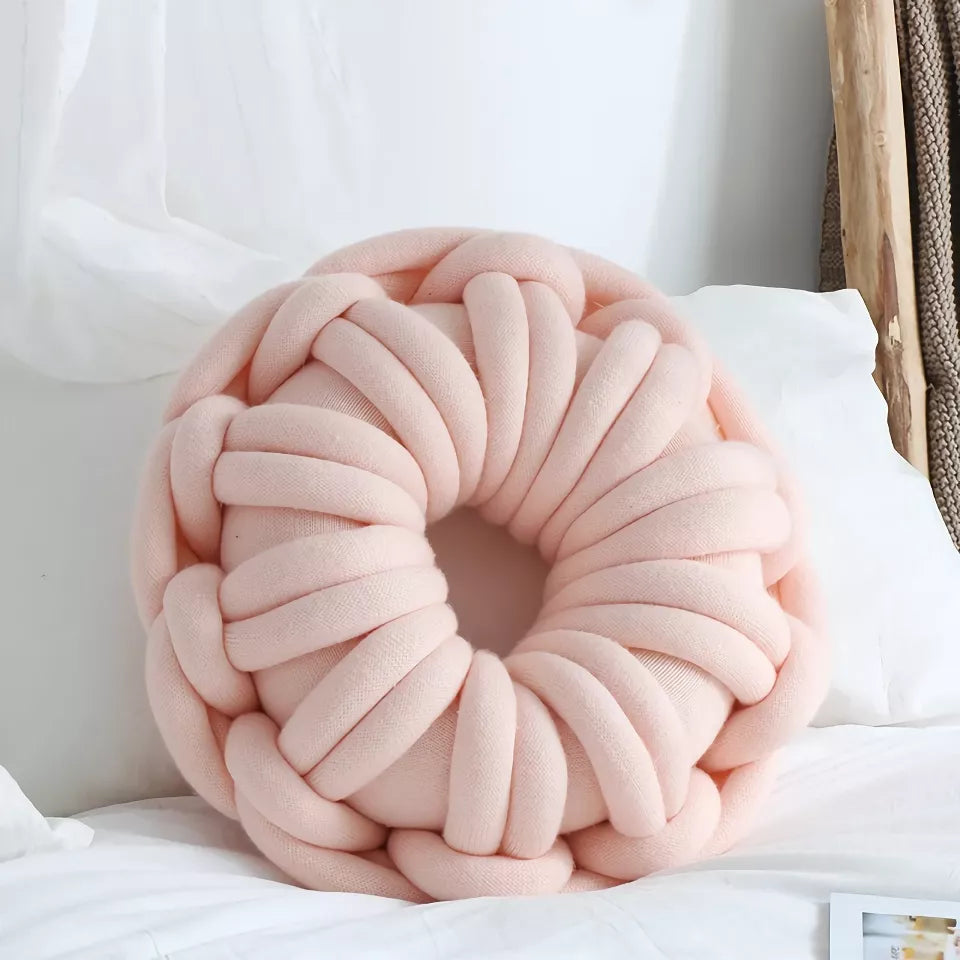 DIY Chunky Yarn Hand-Knot Round Cushion – Cozy Decorative Seat & Back Support