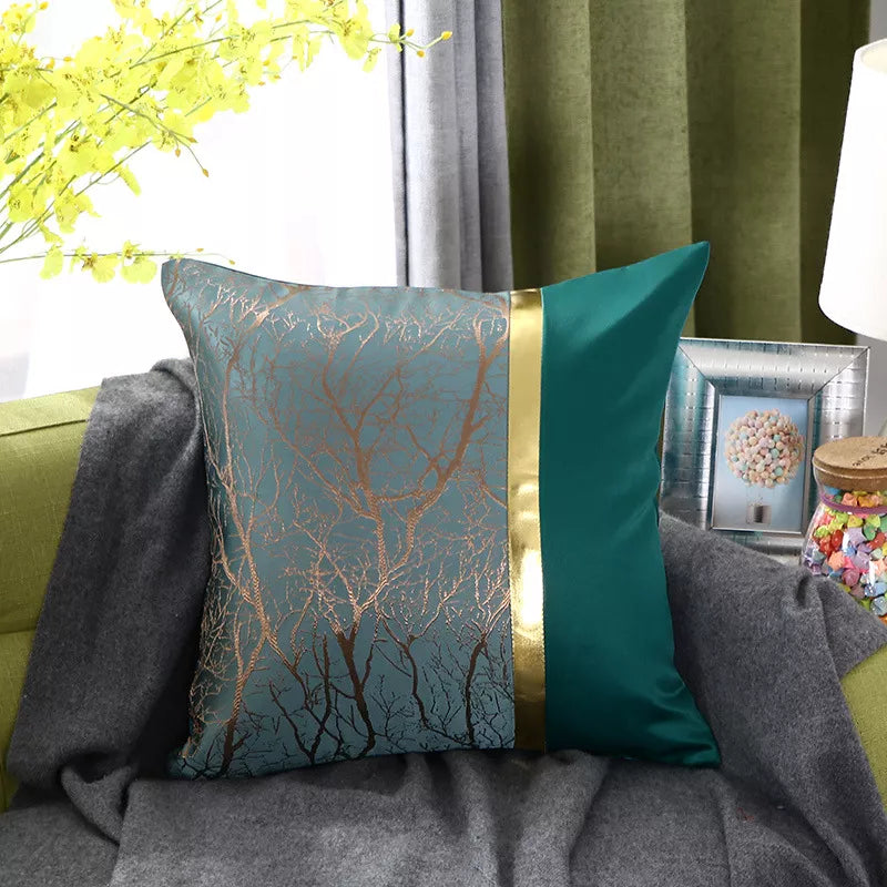 Luxury Gold Jacquard Throw Pillow Cover 18×18 – Elegant Textured Cushion Case