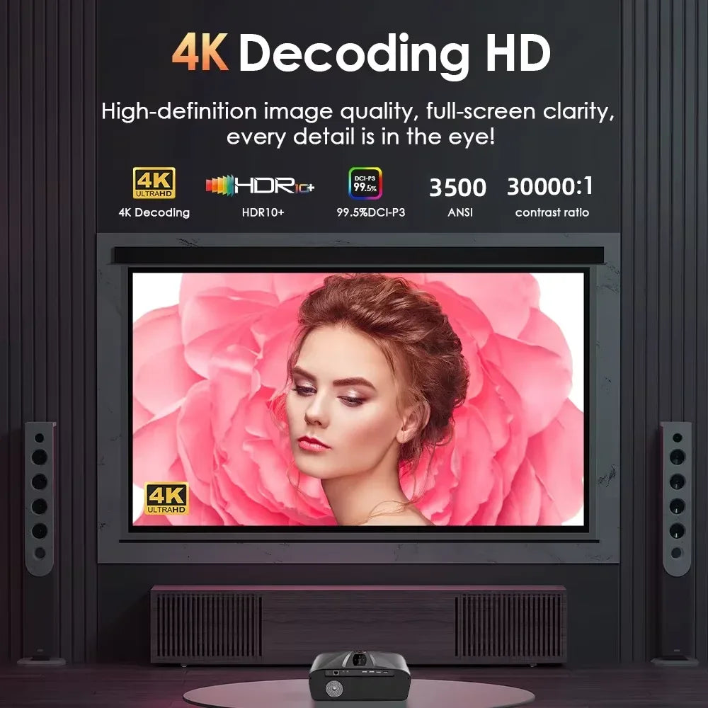 4K Home Theater Projector with Android 9.0, Bluetooth & 3500 ANSI Lumens - DSARD