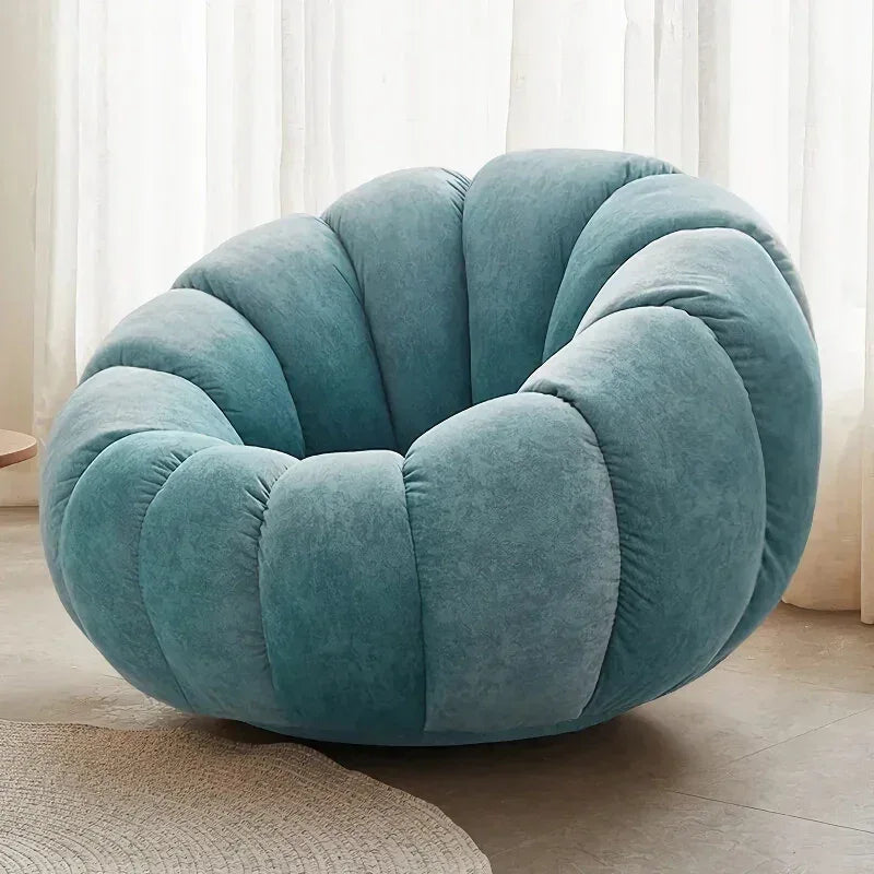DSARD Modern Minimalist White Velvet Lazy Sofa Pumpkin Shape Relax Chair - DSARD