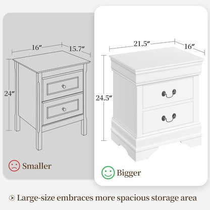Fully Assembled 2-Drawer Wooden Premium Nightstands Set