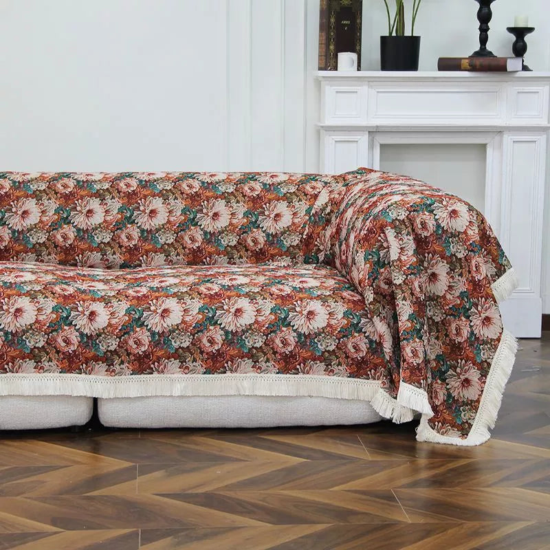 Jacquard Floral Sofa Cover – Stylish and Multifunctional Protection