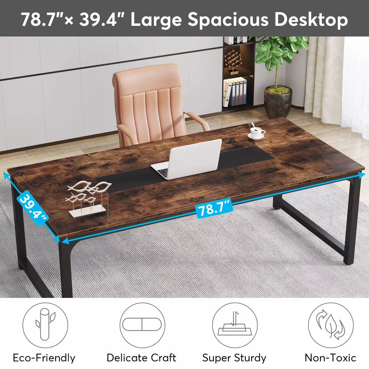 Modern Executive Desk with 70.8″ Extra Wide Surface for Office or Home Workspace - DSARD