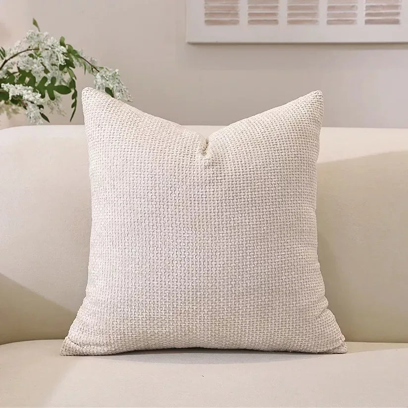 Easy-Clean Modern Solid Color Chenille Sofa Cushion Cover – Plush Square Pillowcase - DSARD