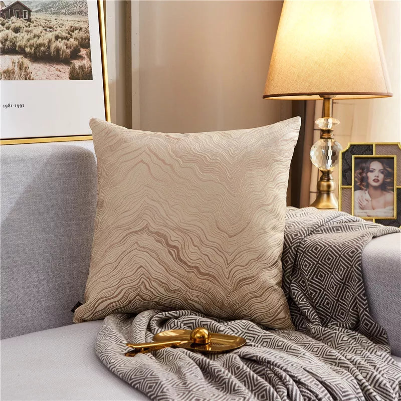 Luxury Gold Jacquard Throw Pillow Cover 18×18 – Elegant Textured Cushion Case