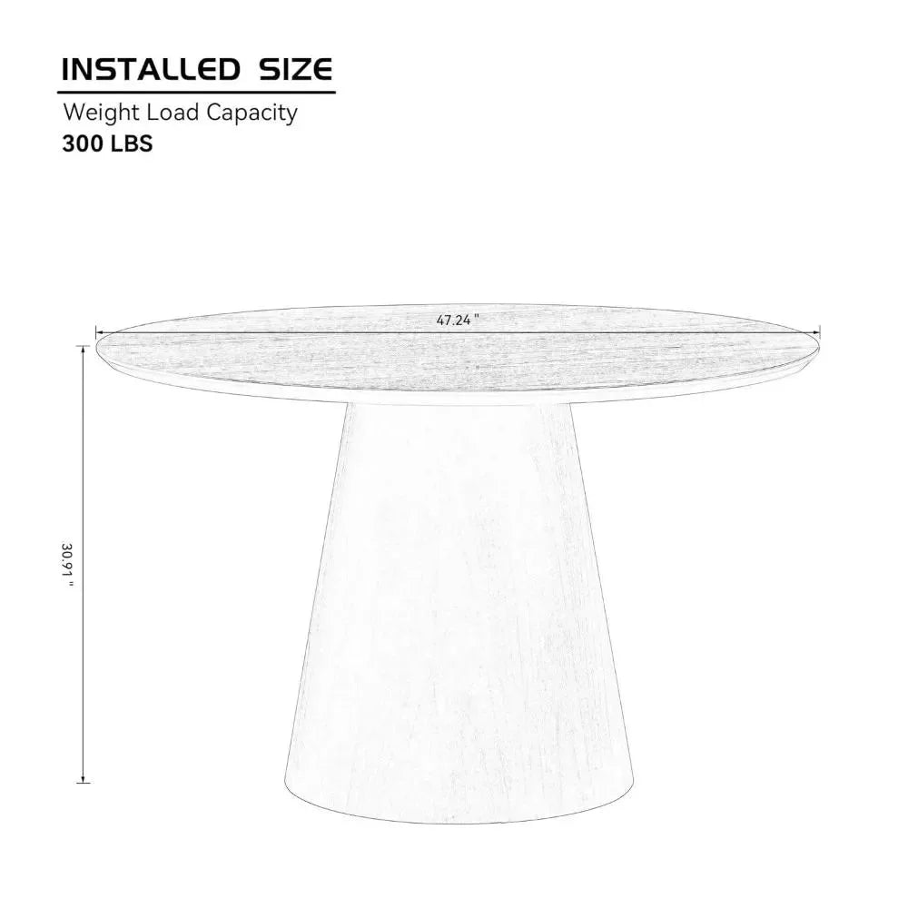 47″ Round Wooden Dining Table for 4, Solid Wood Pedestal Table – Brown - DSARD - DSARD