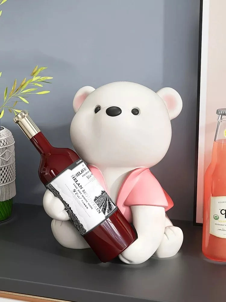 Vigorous Bear Wine Rack – Creative Nordic Animal Sculpture for Home Decor
